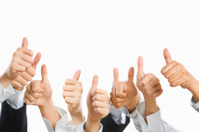 multiple thumbs up in the air